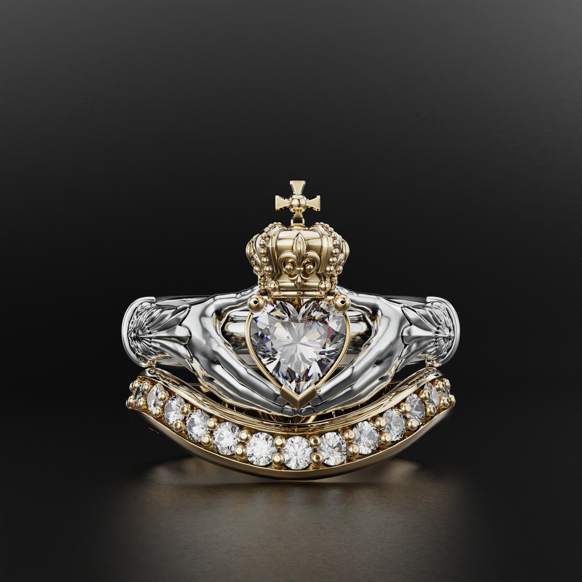 Claddagh Gold Diamond Engagement Ring