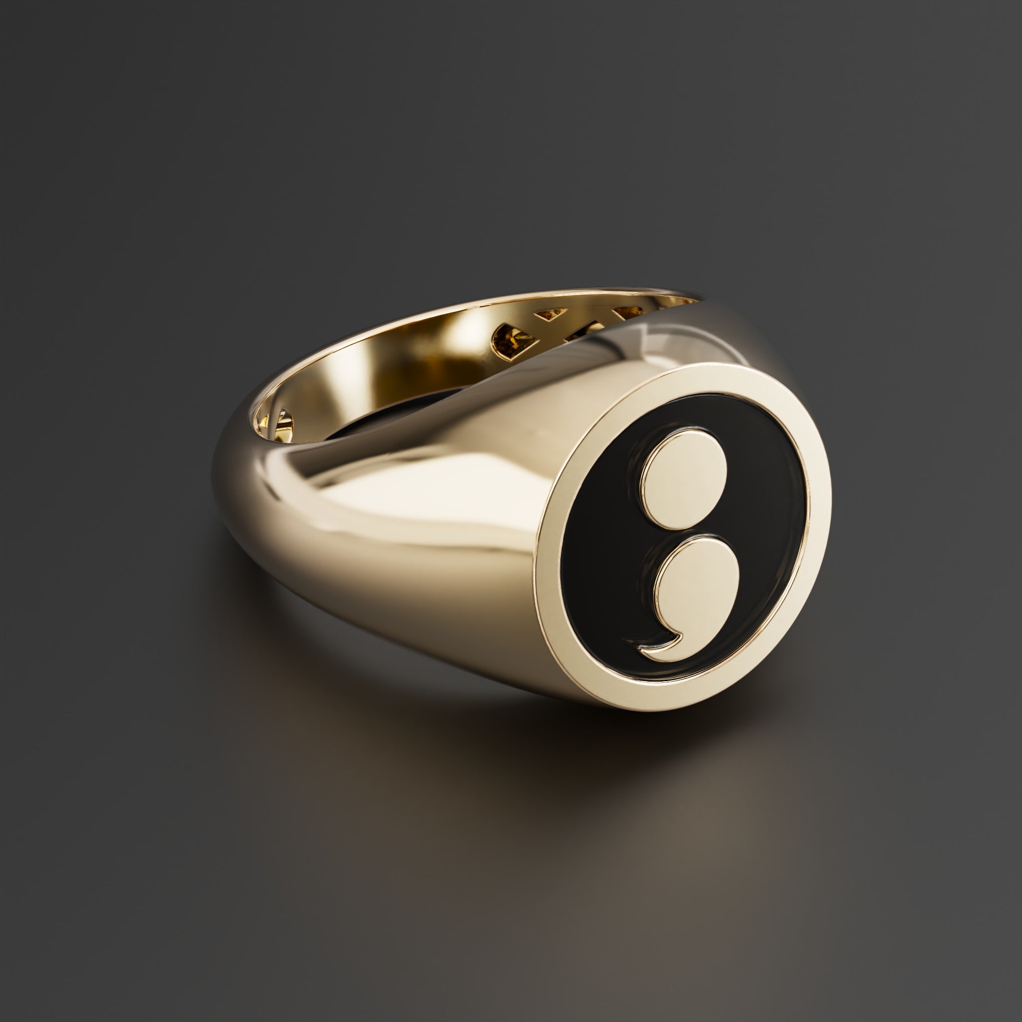 Semicolon Symbol gold Signet Ring