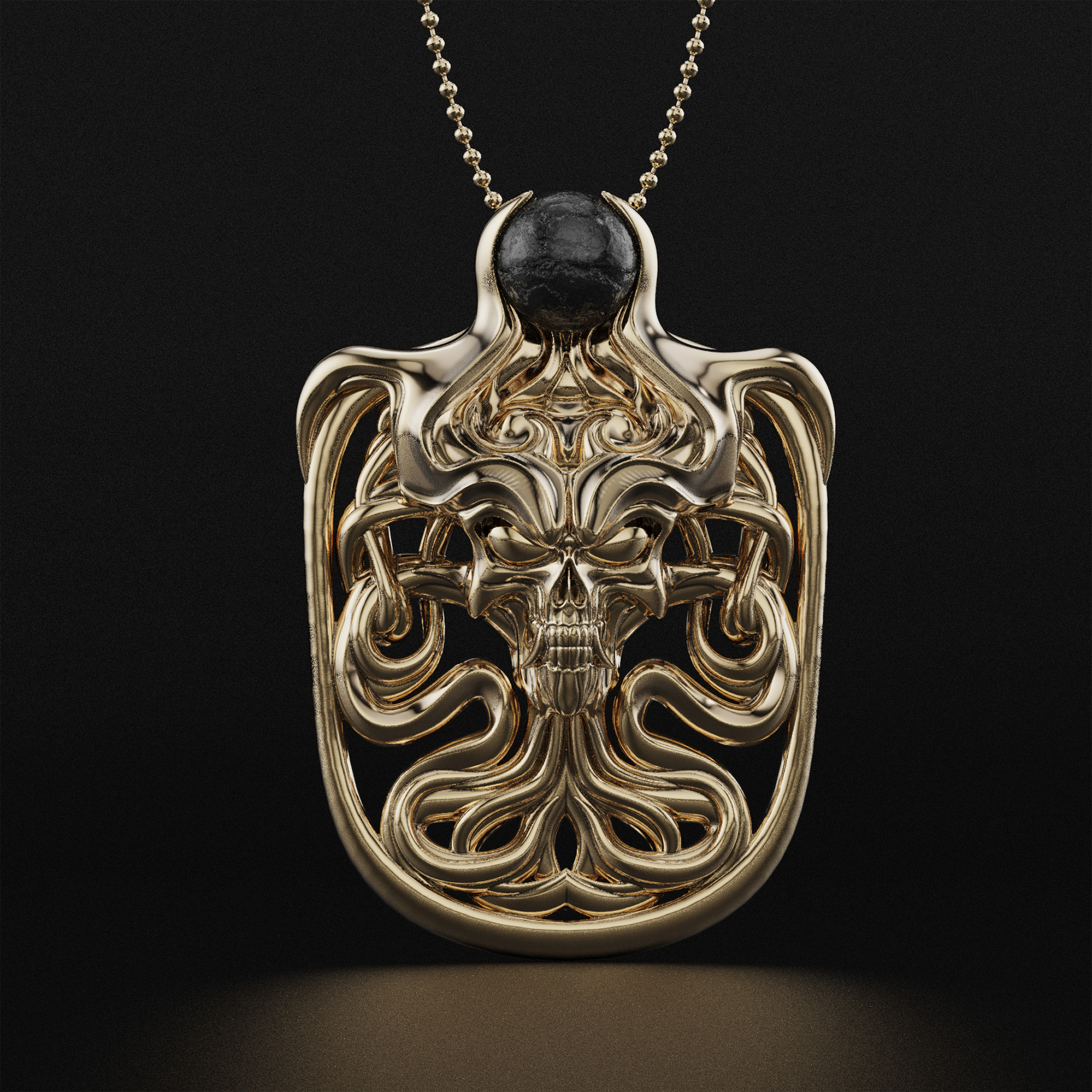 gothic_skull_warrior_pendant_yellow_gold_front_view