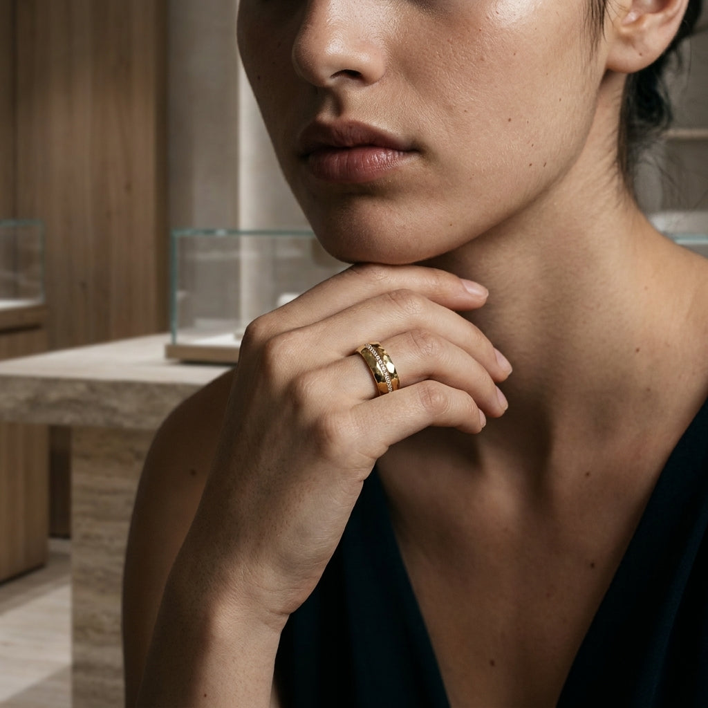 polished gold on model