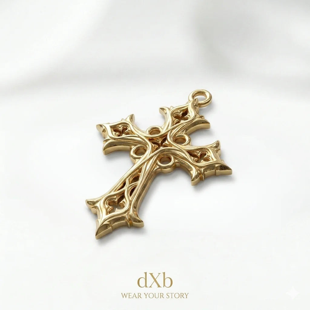 14k Gold Gothic Cross Statement Ring