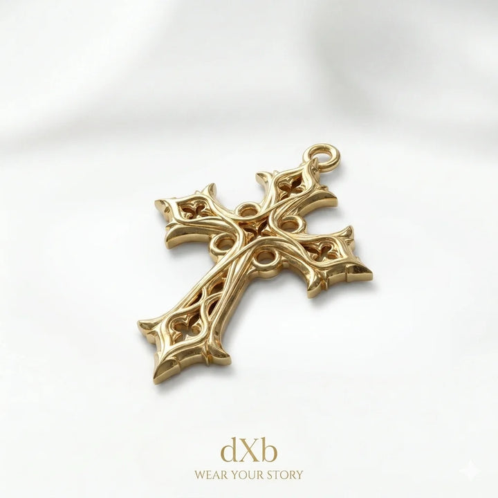 14k Gold Gothic Cross Statement Ring