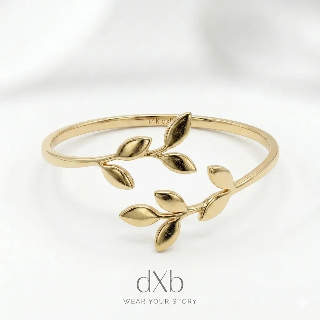14k Gold Leaf Bypass Ring | Nature Inspired Jewelry