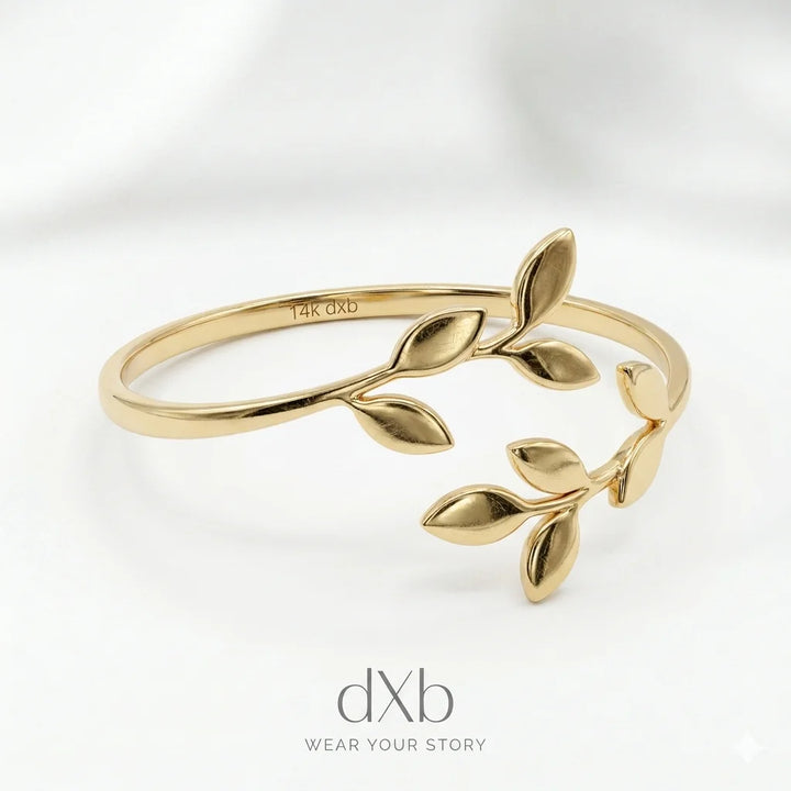 14k Gold Leaf Bypass Ring | Nature Inspired Jewelry