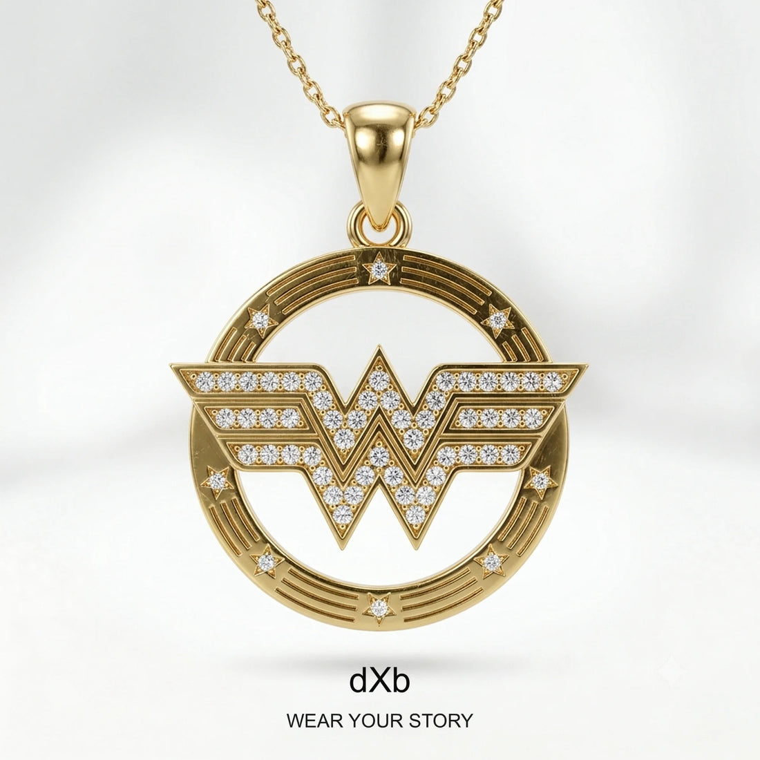 14k Gold Symbolic Diamond Pendant in High Polished Yellow Gold, main view (3)