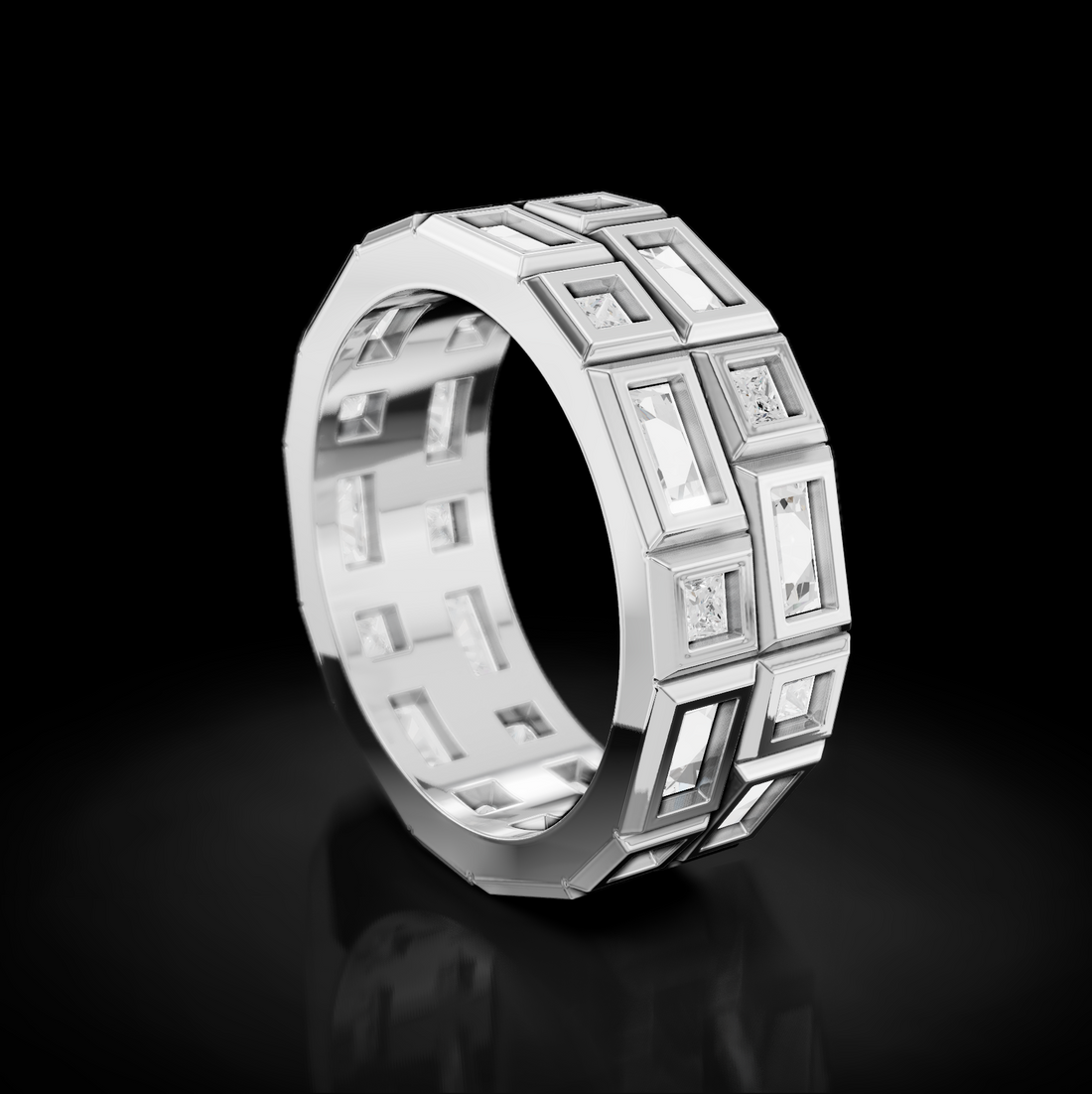 Royal Radiance: Prince Diamond Cut Wedding Bands for Men - Majestic Brilliance