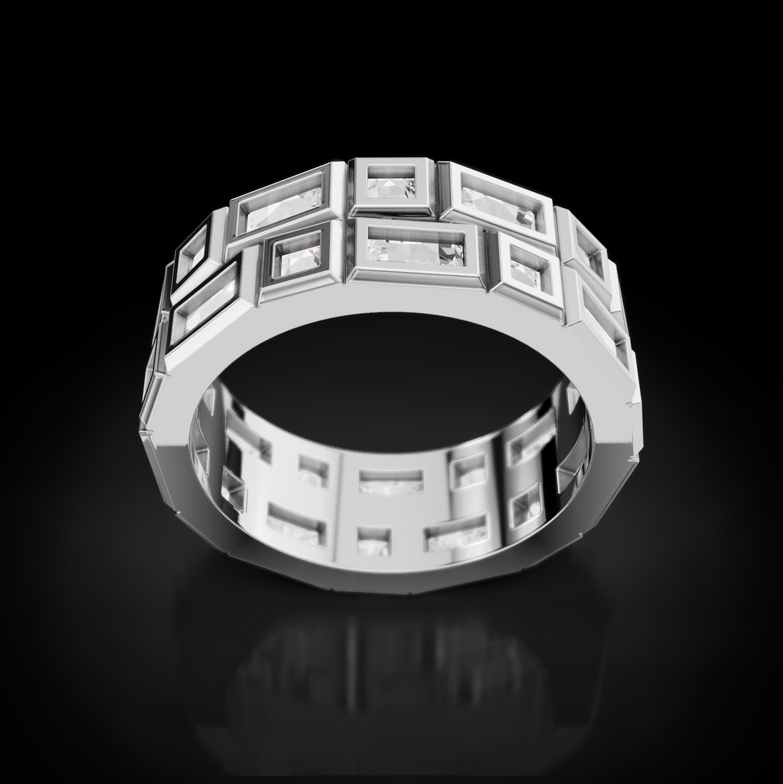 Royal Radiance: Prince Diamond Cut Wedding Bands for Men - Majestic Brilliance