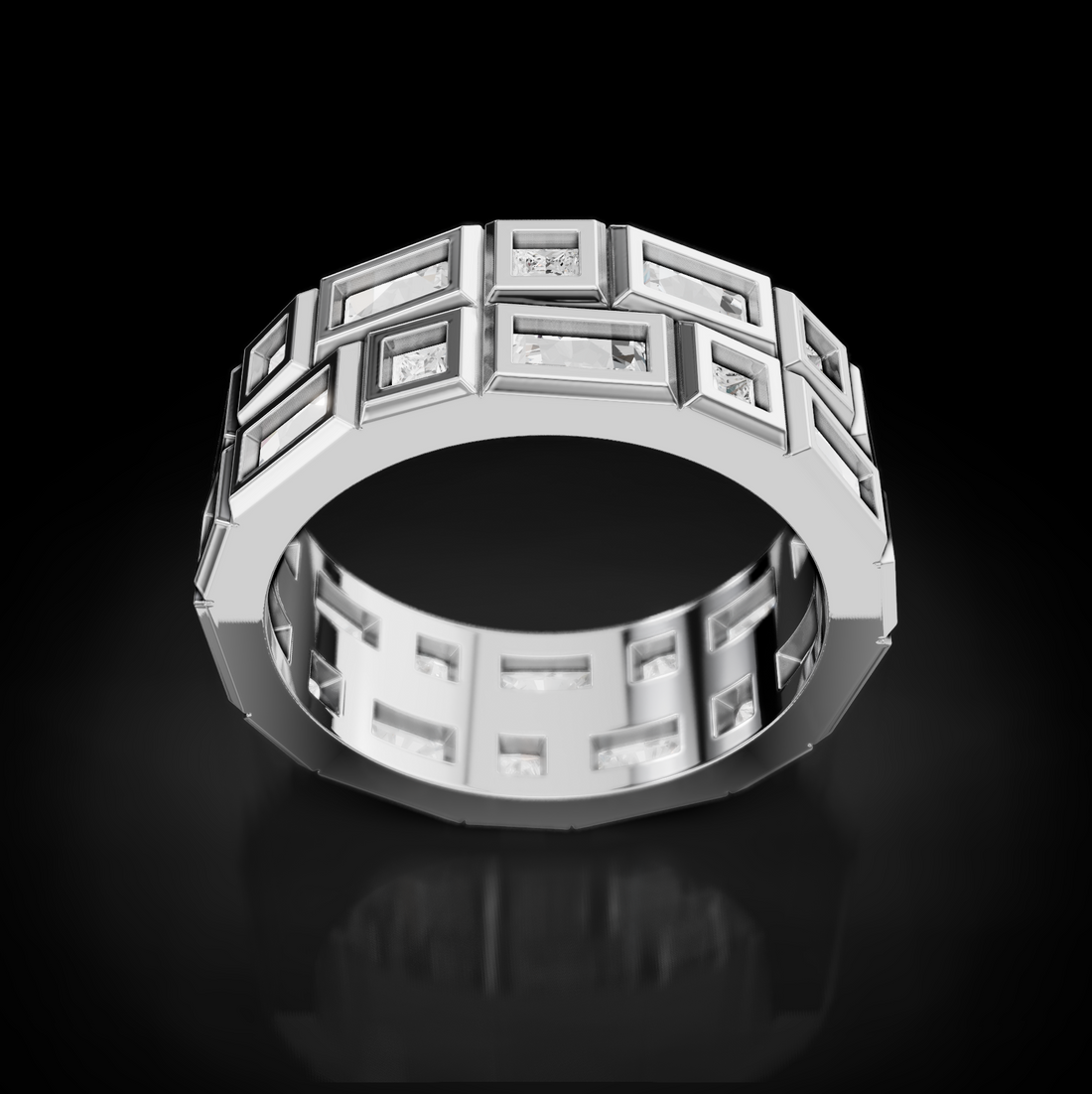 Royal Radiance: Prince Diamond Cut Wedding Bands for Men - Majestic Brilliance