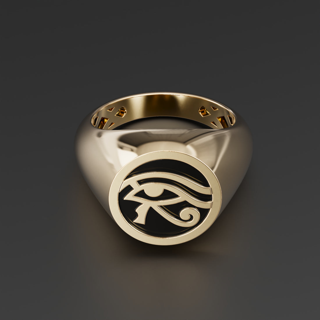 Eye of Horus Signet Ring - Gold and Silver Variants, Personalized Ring