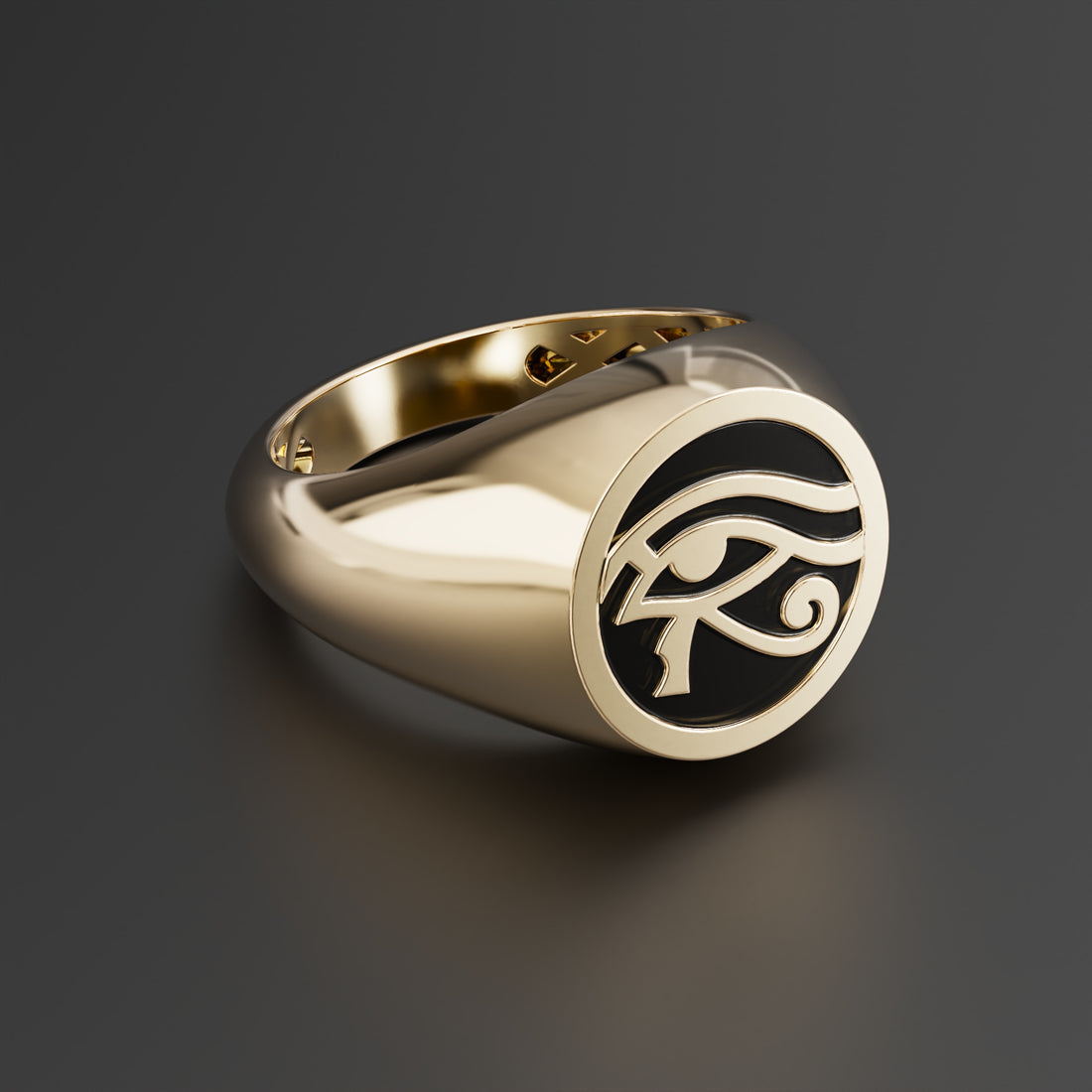 Eye of Horus Signet Ring - Gold and Silver Variants, Personalized Ring