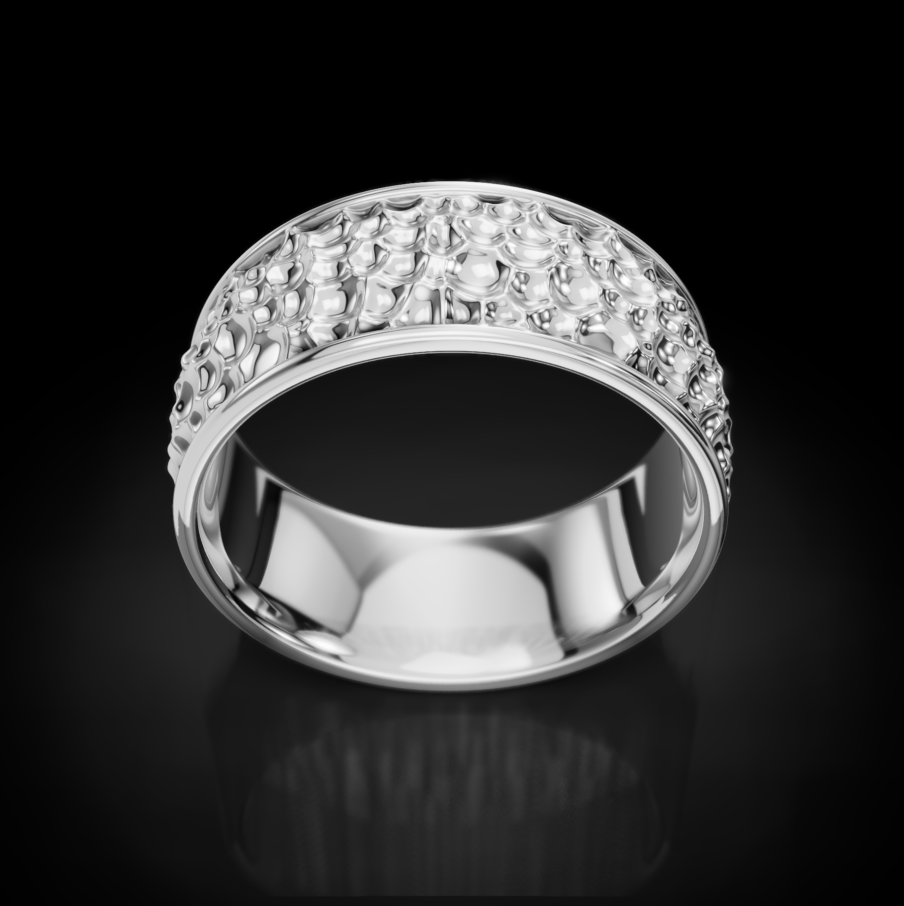 Handcrafted Hammered Texture Men's Wedding Ring - Unique Elegance