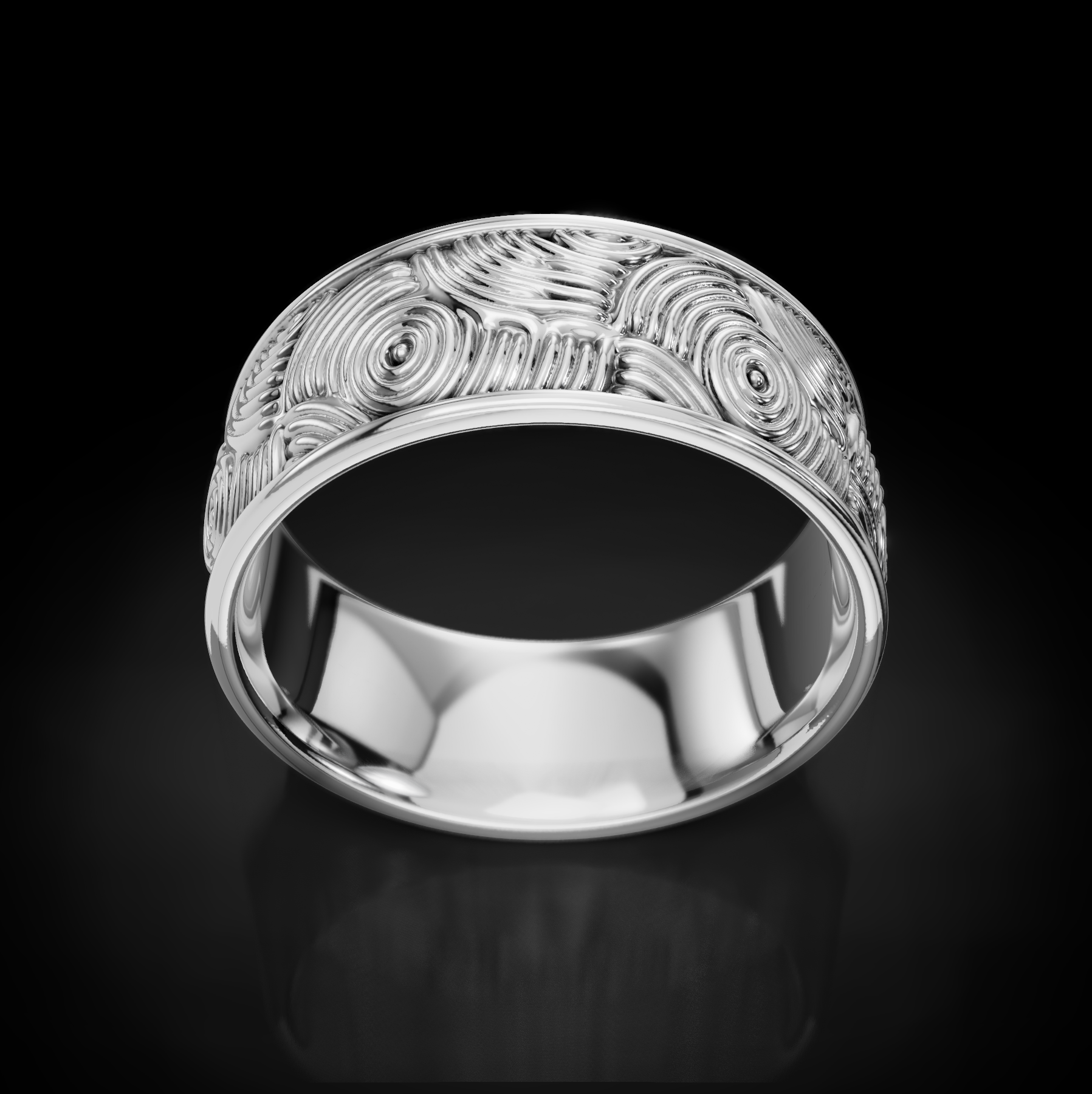 Men's Drop Wave Wedding Band - Textured Elegance