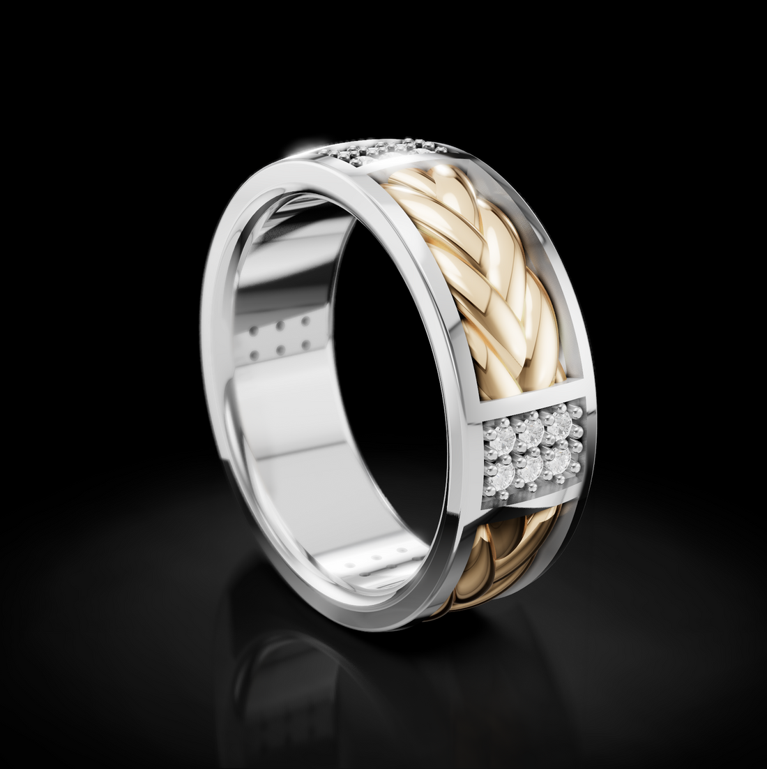 Redefine Luxury: Men's Diamond Rope Wedding Rings - Timeless Craftsmanship