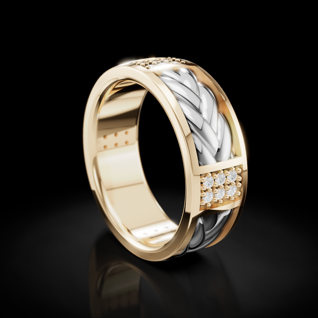 Redefine Luxury: Men's Diamond Rope Wedding Rings - Timeless Craftsmanship