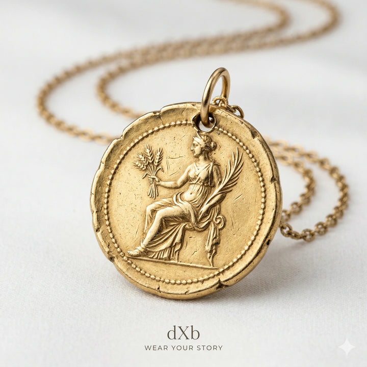 14k yellow gold Ancient Coin Medallion pendant