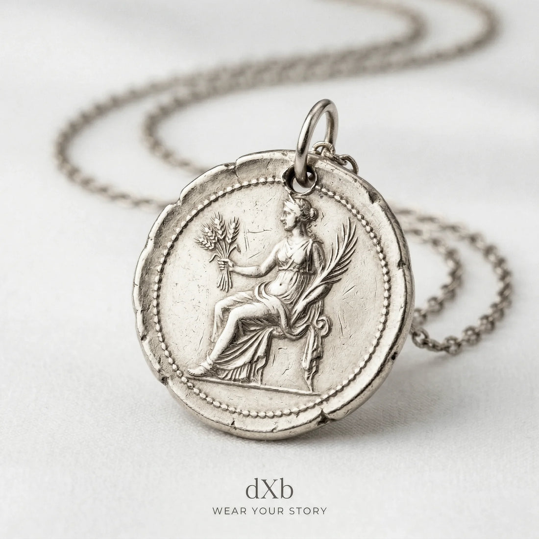 silver Ancient Coin Medallion pendant
