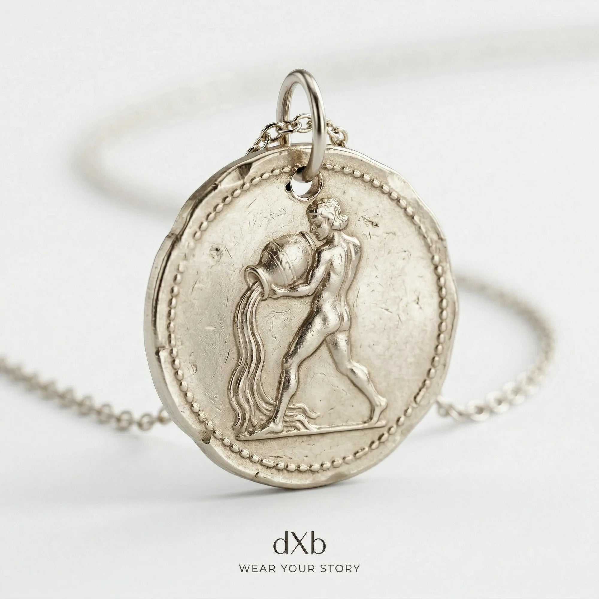 silver Zodiac medallion, ancient coin pendant