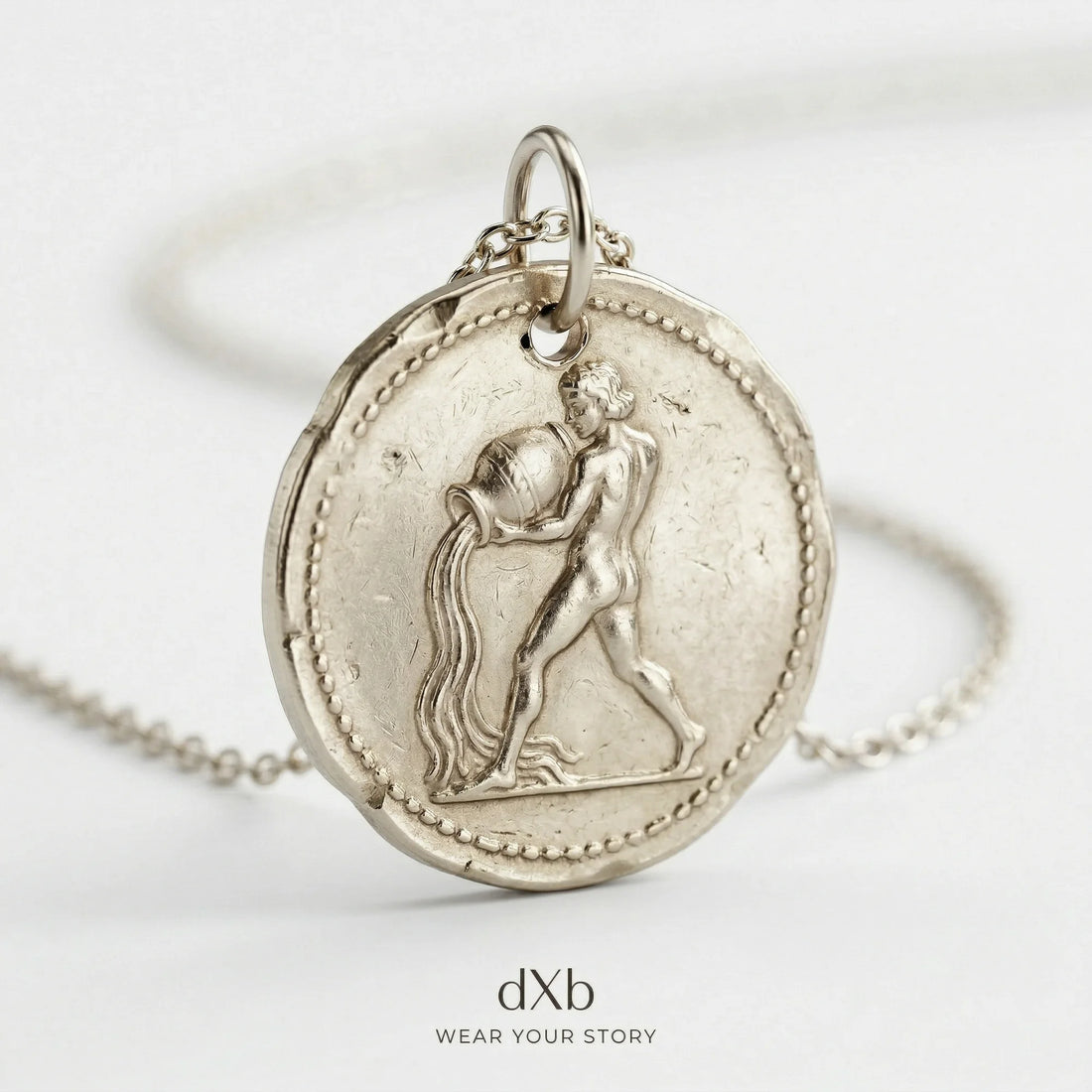silver Zodiac medallion, ancient coin pendant