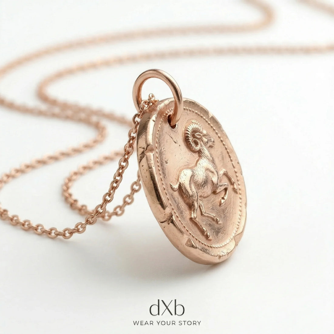 14k rose gold Zodiac Aries Coin Pendant pendant