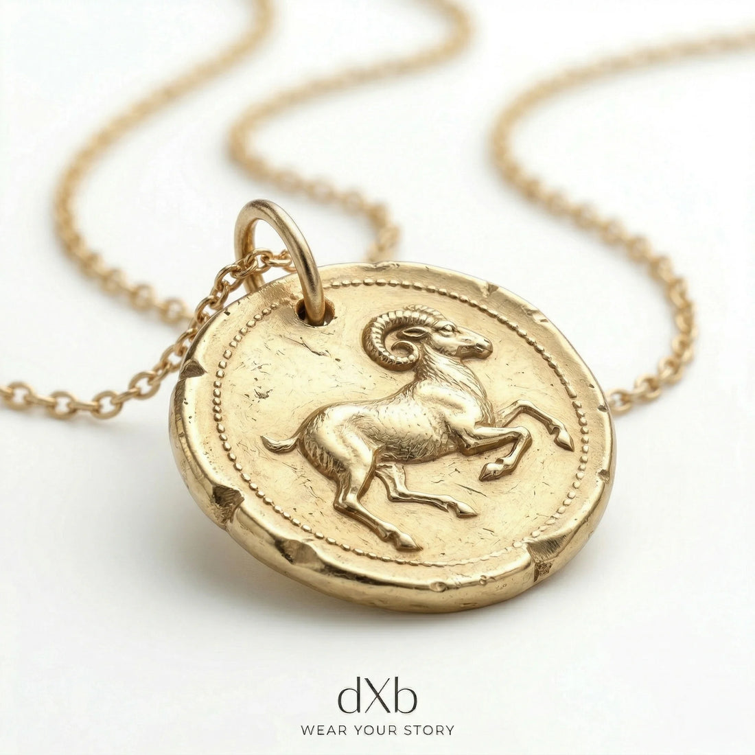 14k yellow gold Zodiac Aries Coin Pendant pendant