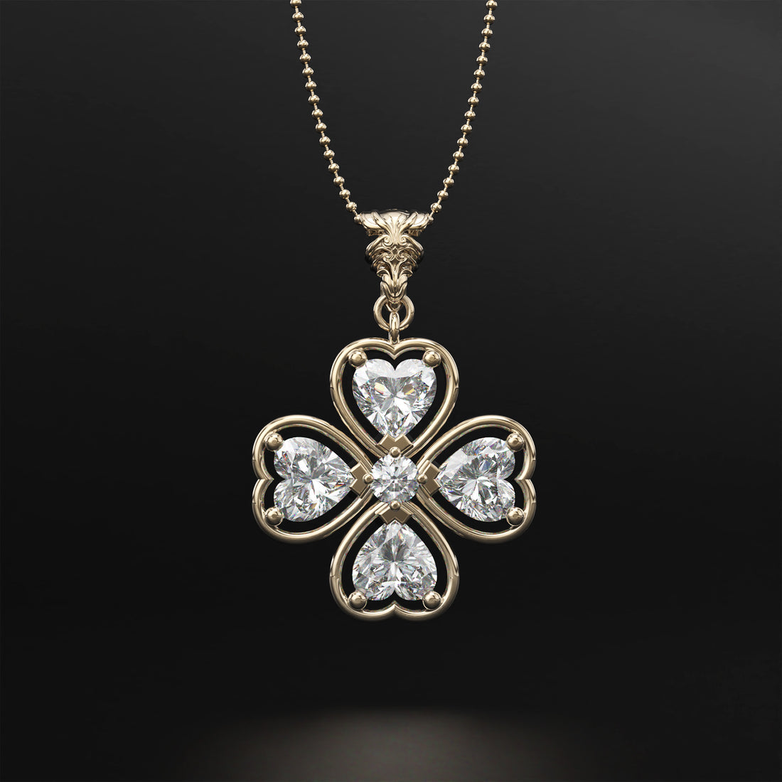 Four-Leaf Clover Diamond Pendant - Symbol of Luck and Prosperity