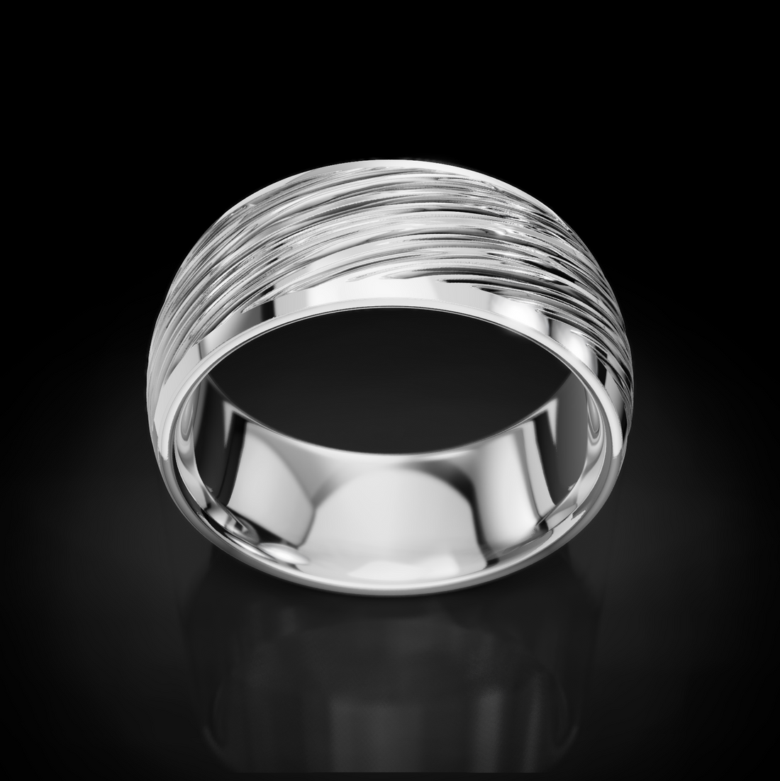 Contemporary Brushed Finish Wedding Band for Men