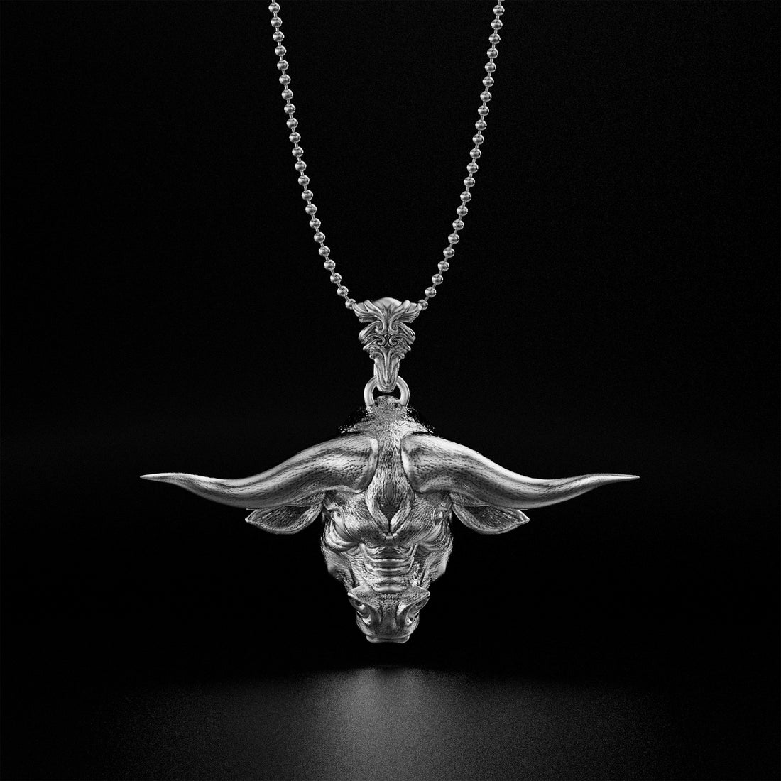 Bull Head Necklace, Symbol of Strength and Power, Available in Gold, Silver, and Platinum - Totem Jewelry for Men and Women