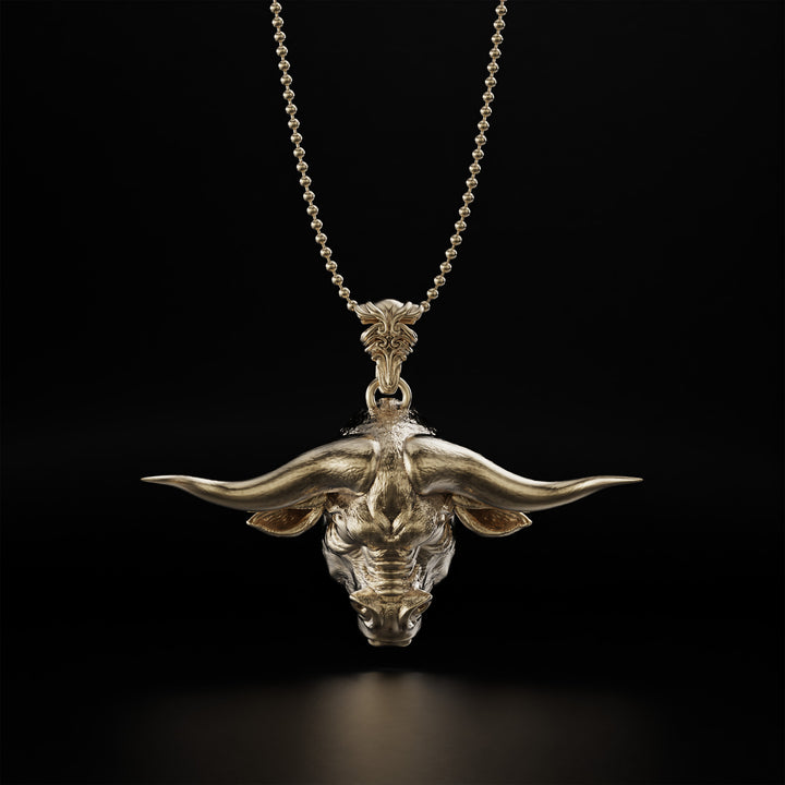 Bull Head Necklace, Symbol of Strength and Power, Available in Gold, Silver, and Platinum - Totem Jewelry for Men and Women