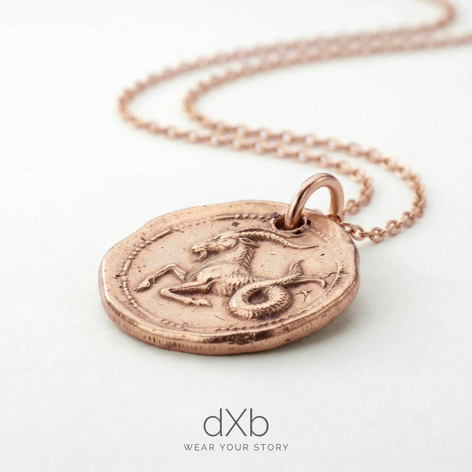 14k rose gold Zodiac Capricorn Medallion pendant