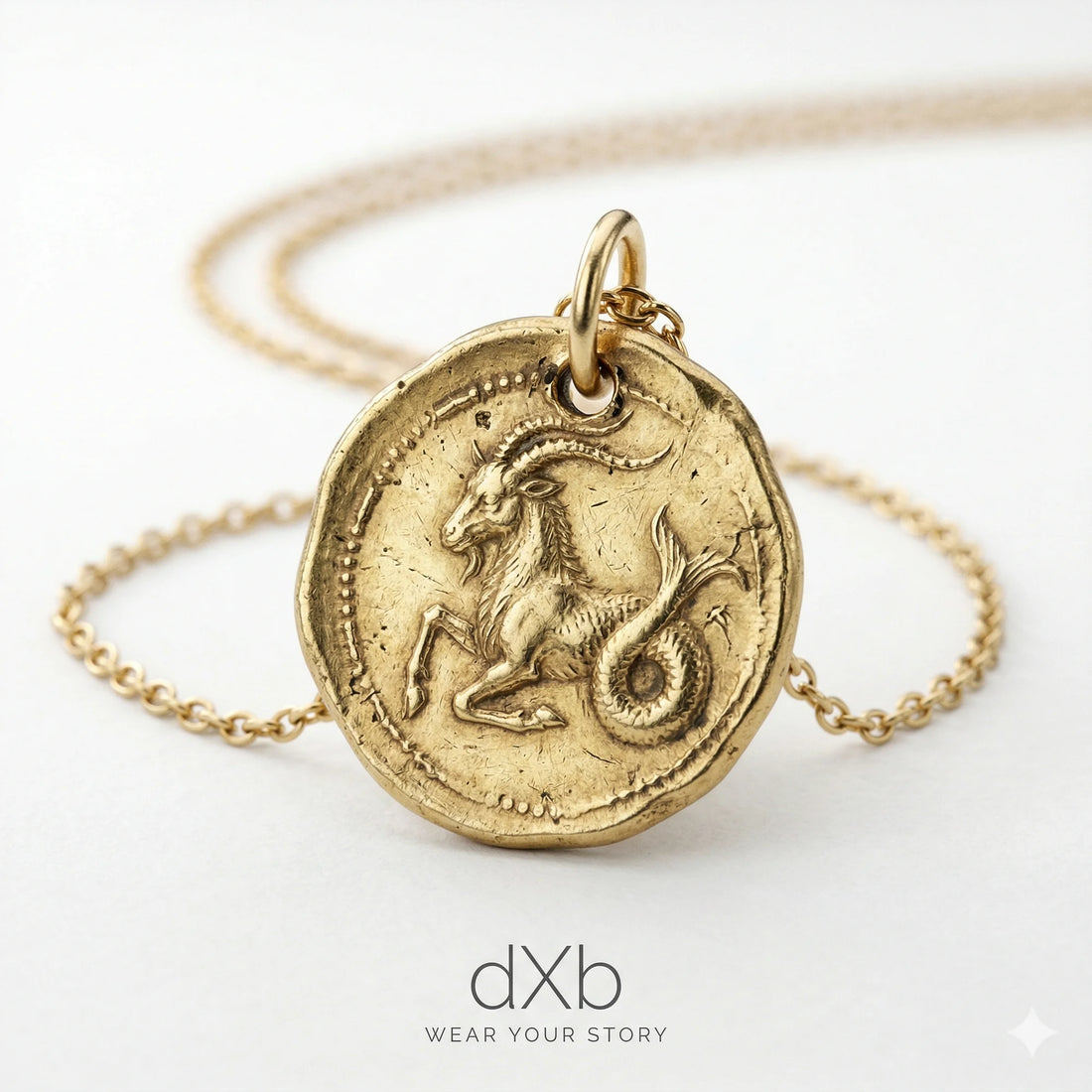 14k yellow gold Zodiac Capricorn Medallion pendant