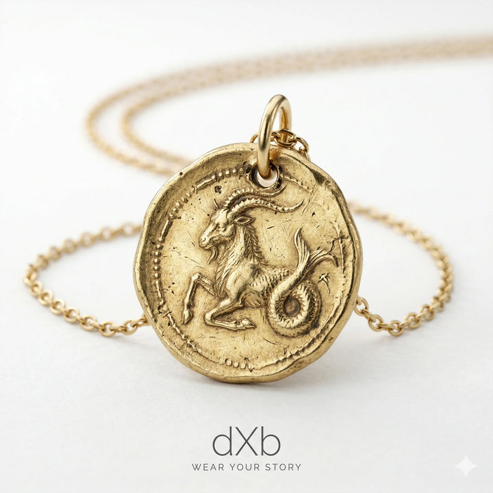14k yellow gold Zodiac Capricorn Medallion pendant
