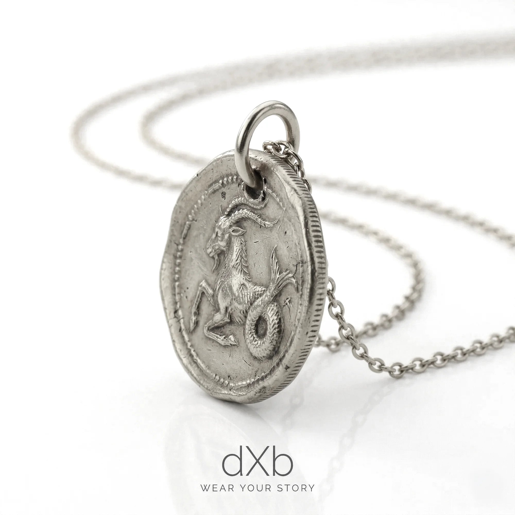 silver Zodiac Capricorn Medallion pendant