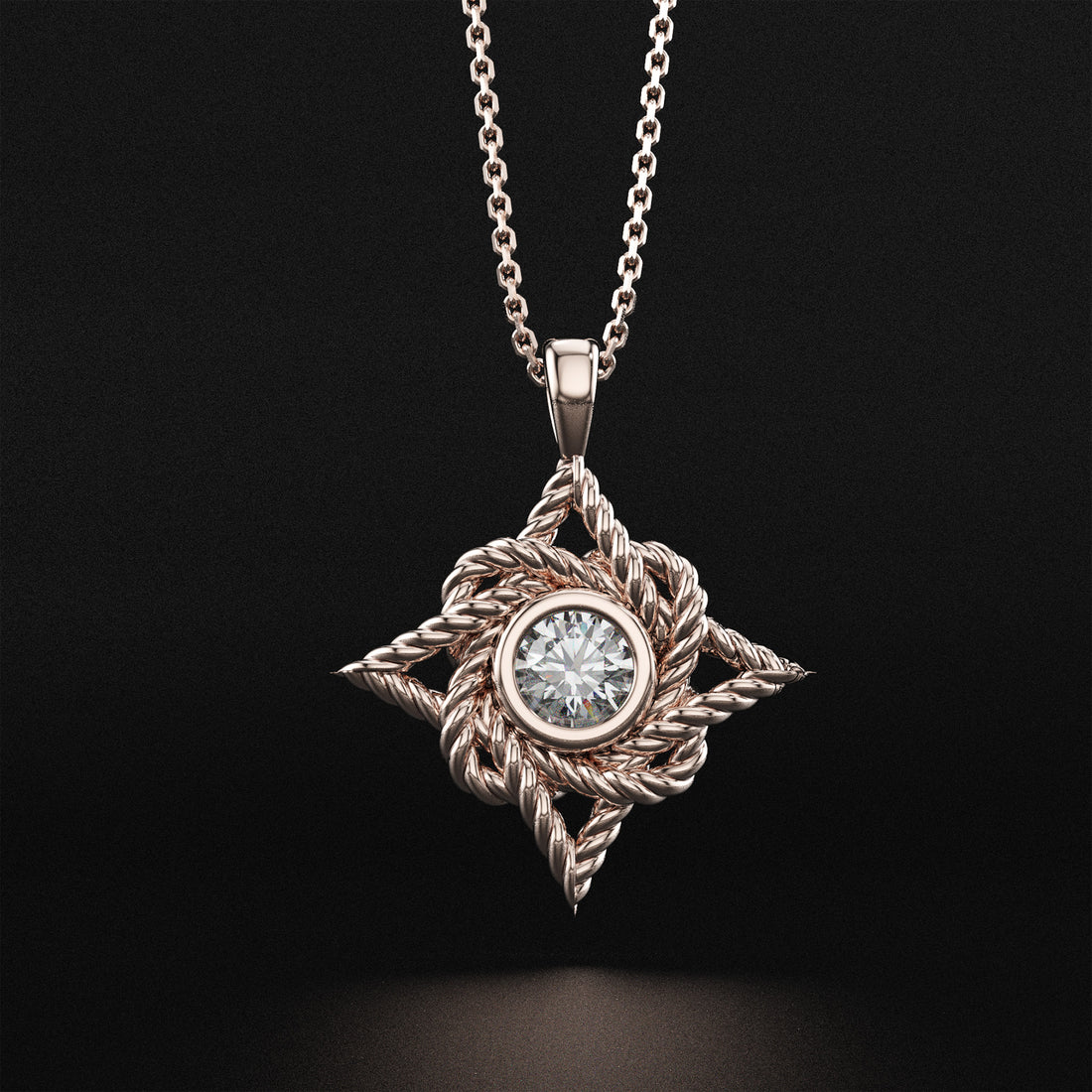 Celtic Knot Diamond Pendant - Available in 14k Rose, Yellow, White Gold, Platinum, and Silver