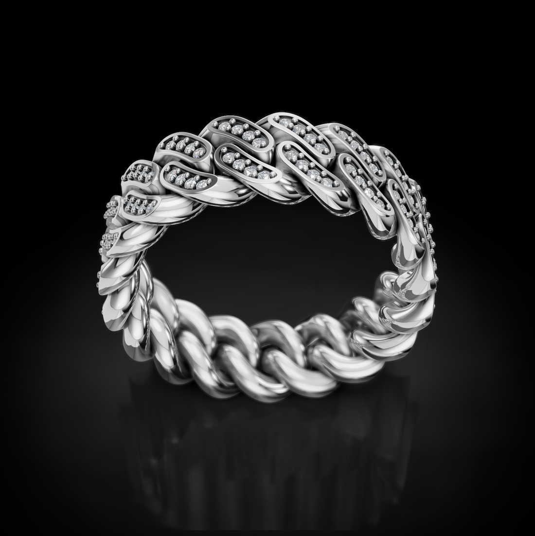 Men's Diamond Cuban Chain Wedding Ring: Bold Elegance