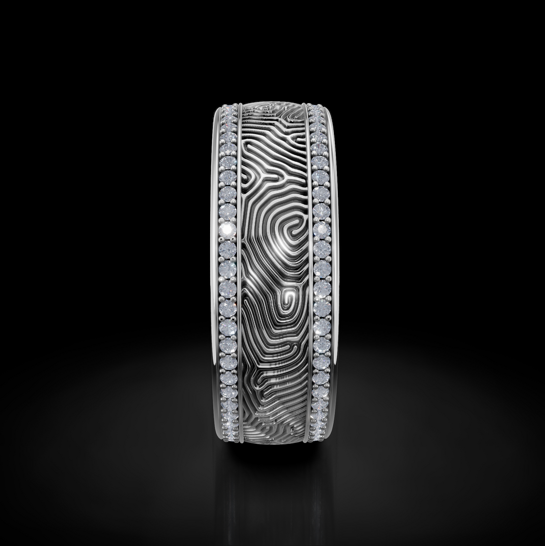 Unique Textured Men's Wedding Band: Gold, Diamonds