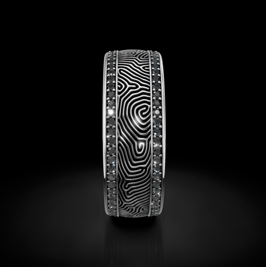 Unique Textured Men's Wedding Band: Gold, Diamonds