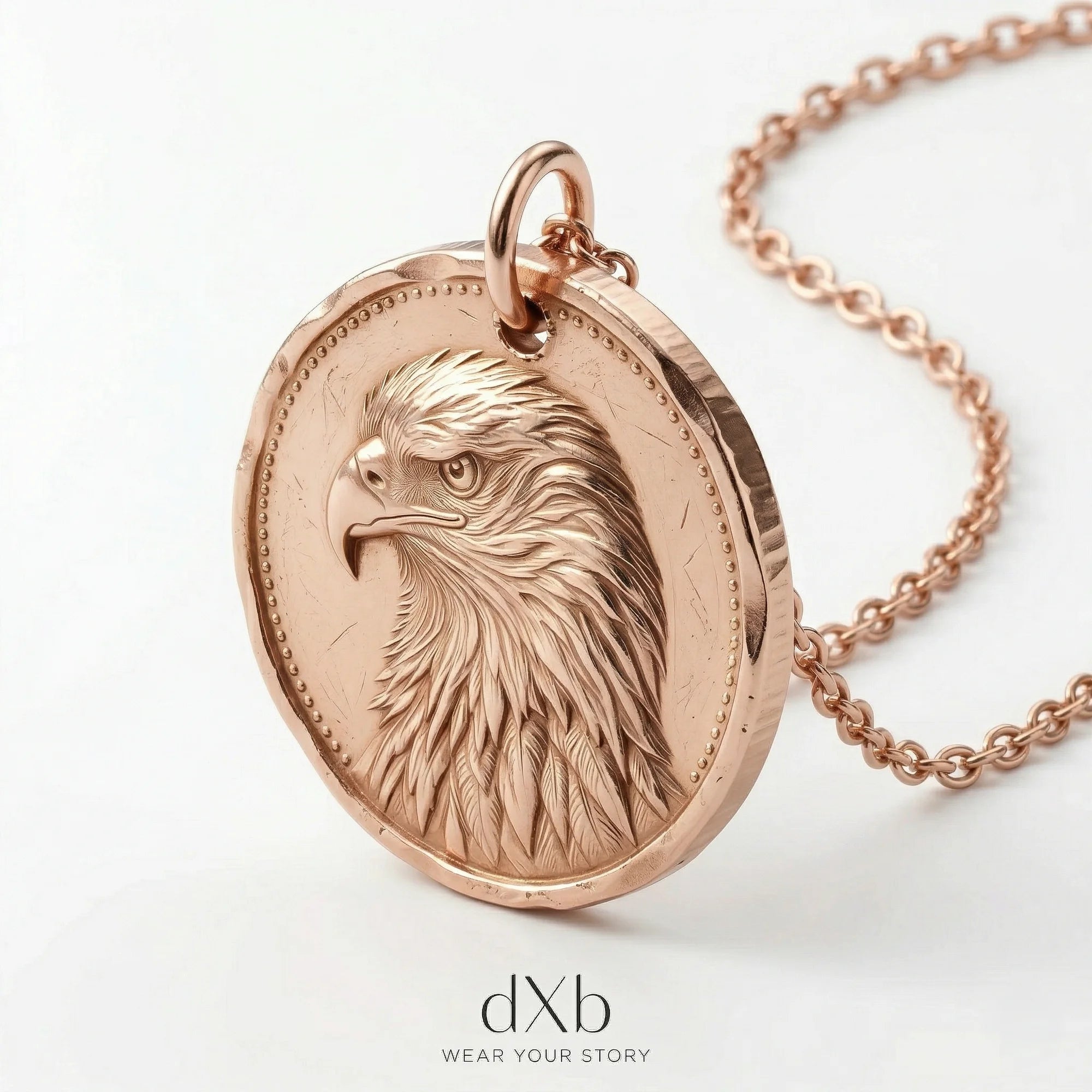 14k rose gold Eagle Medallion pendant
