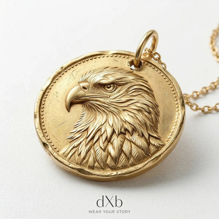 14k yellow gold Eagle Medallion pendant