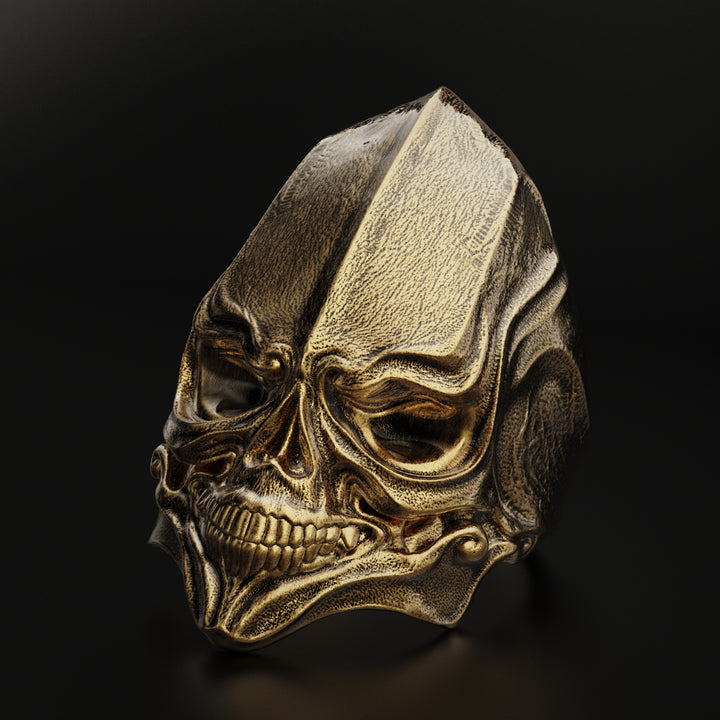 Gothic Sci-Fi Skull Ring - Handcrafted Silver Statement Jewelry for Edgy Fashion