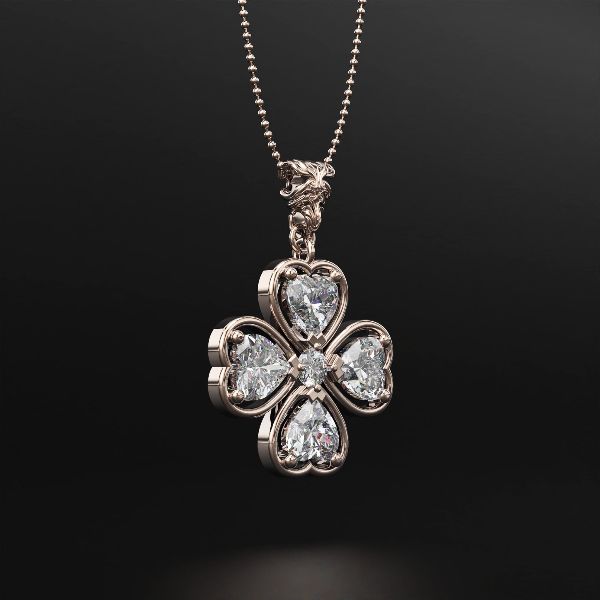 Four-Leaf Clover Diamond Pendant - Symbol of Luck and Prosperity