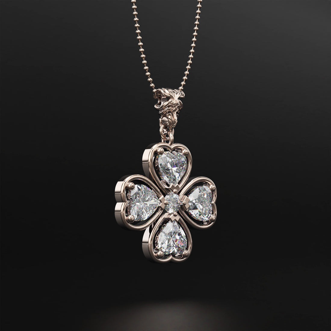 Four-Leaf Clover Diamond Pendant - Symbol of Luck and Prosperity