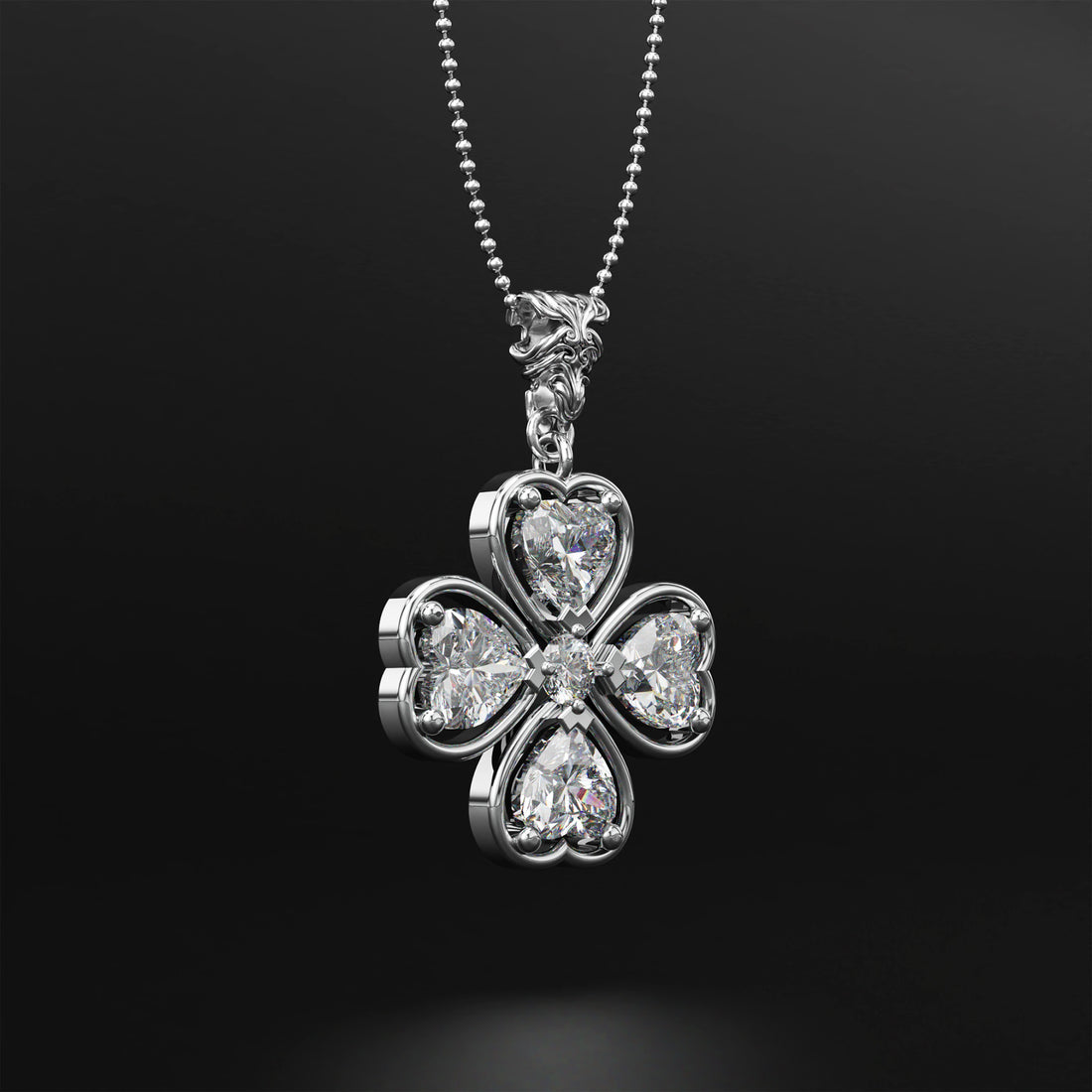 Four-Leaf Clover Diamond Pendant - Symbol of Luck and Prosperity