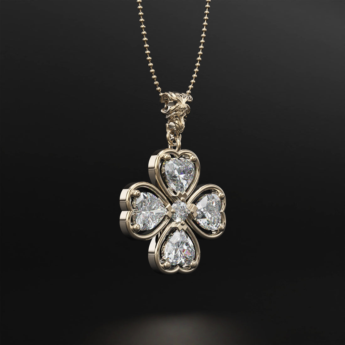 Four-Leaf Clover Diamond Pendant - Symbol of Luck and Prosperity