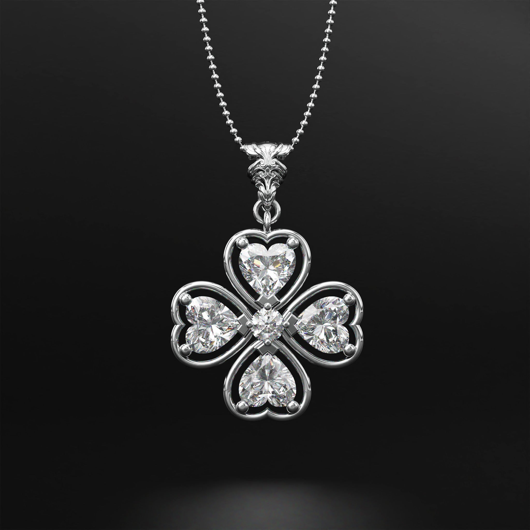 Four-Leaf Clover Diamond Pendant - Symbol of Luck and Prosperity