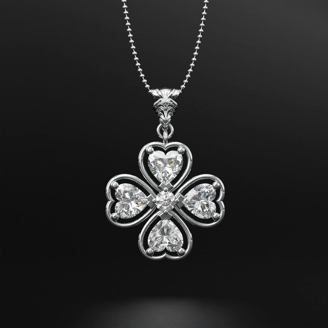 Four-Leaf Clover Diamond Pendant - Symbol of Luck and Prosperity