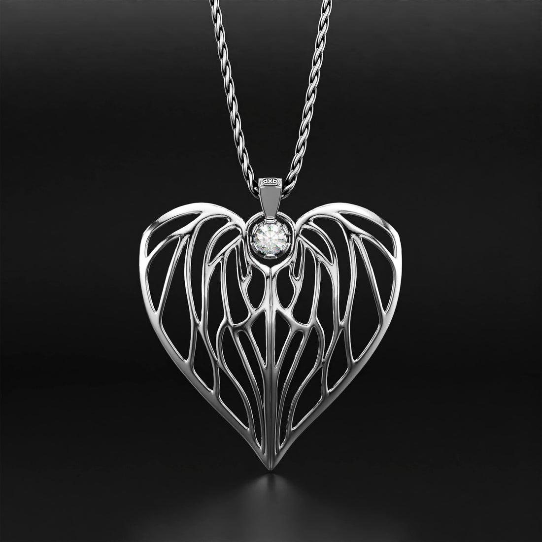 Heart of Angels Diamond Pendant Necklace - 14k Yellow Gold, 14k White Gold, 14k Rose Gold, Platinum, and Silver