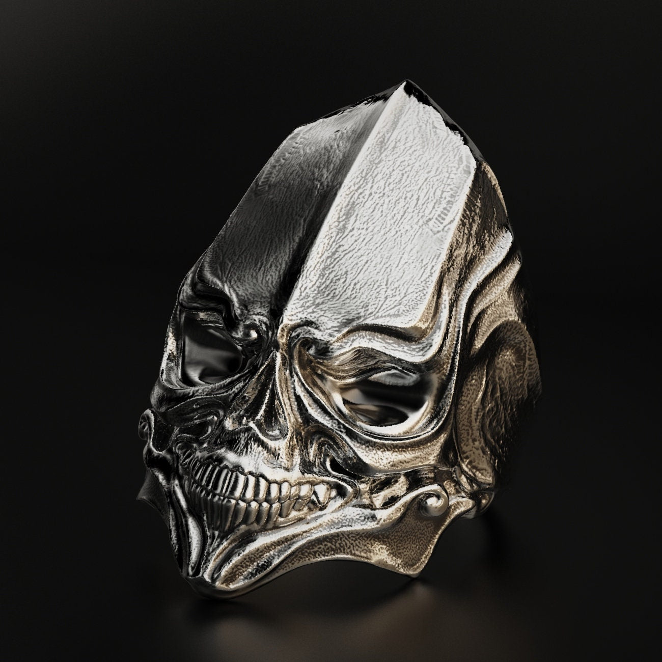 armageddon skull ring with an alien head design, photo 1