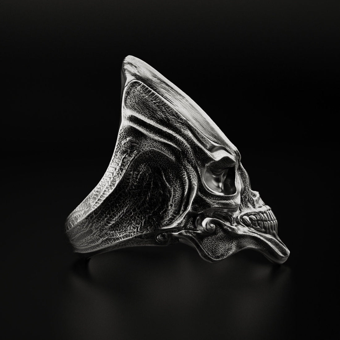 armageddon skull ring with an alien head design, photo 3