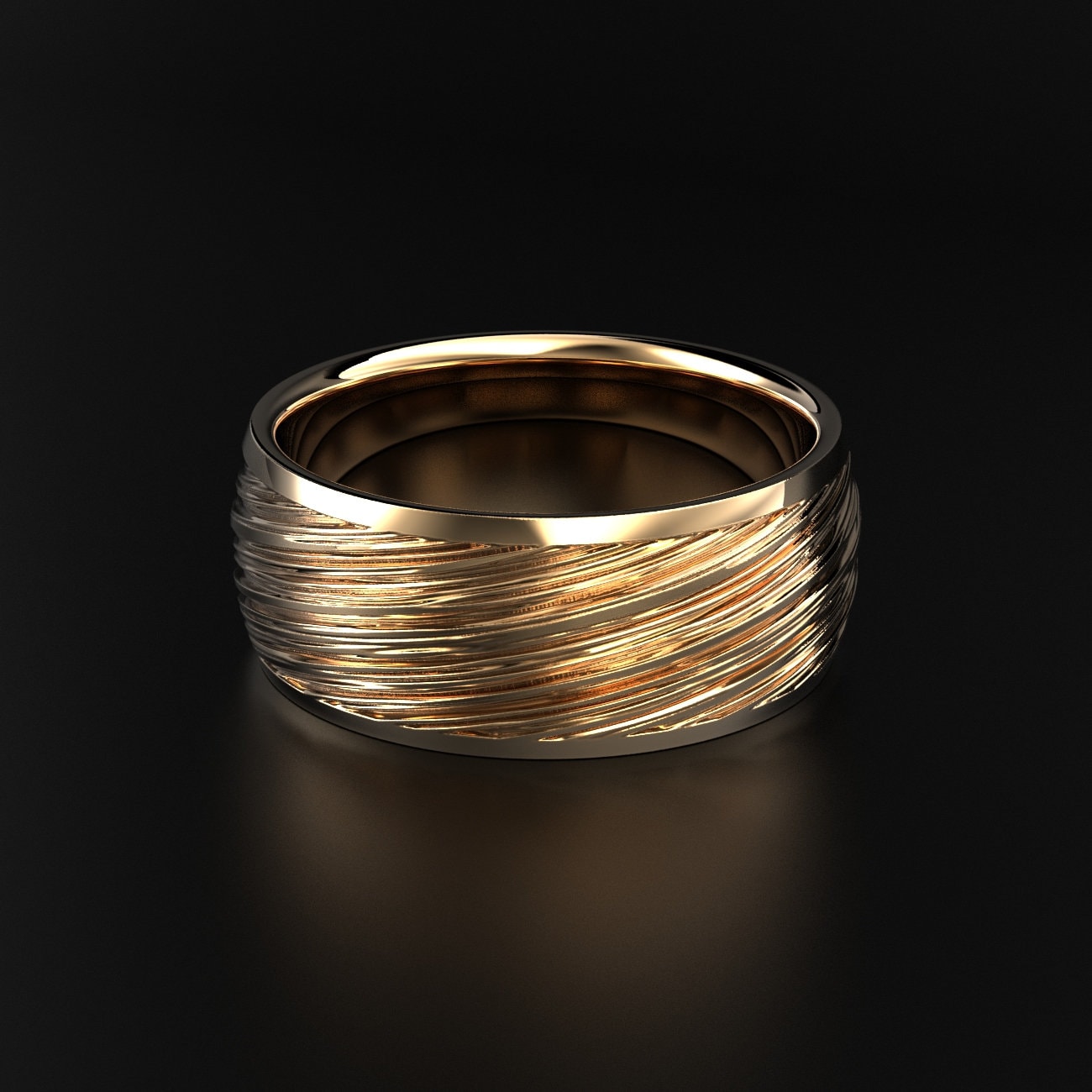 brushed men's wedding band with a matte finish, photo 2