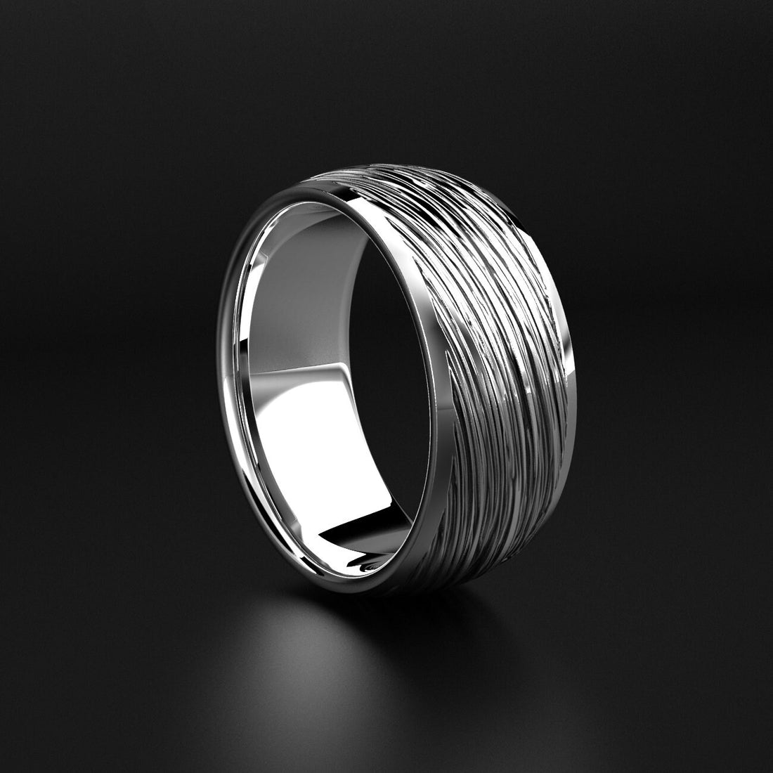 brushed men's wedding band with a matte finish, photo 1